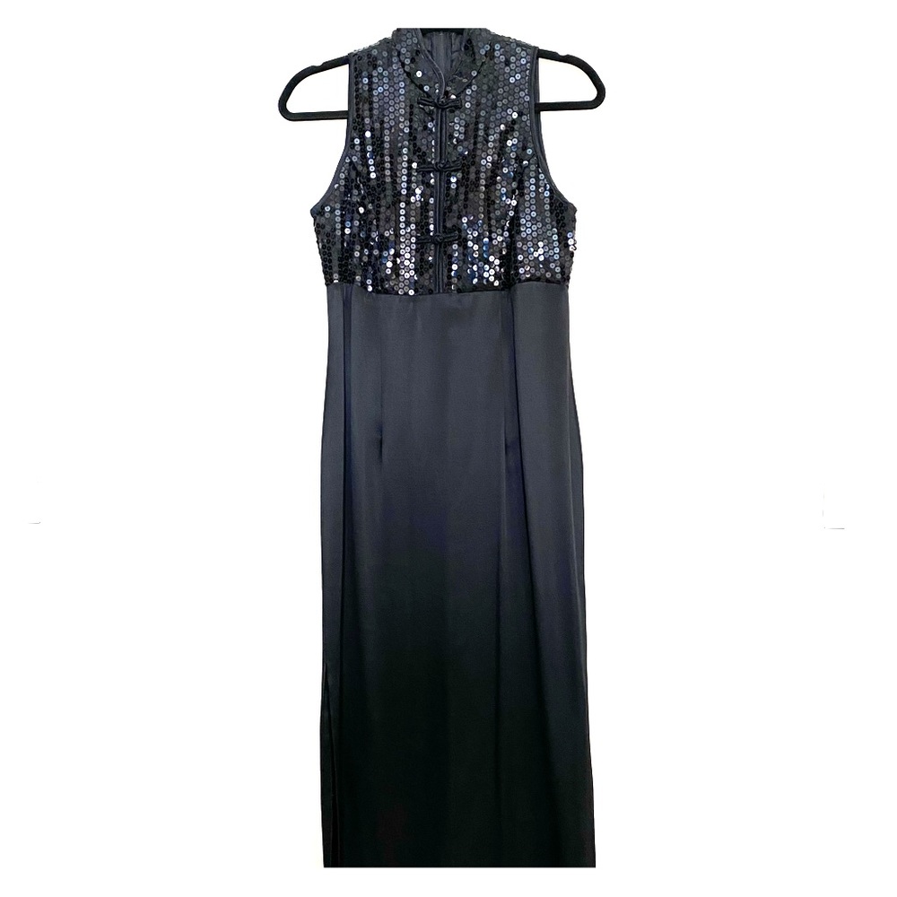 Oriental style sequin/satin formal dress.